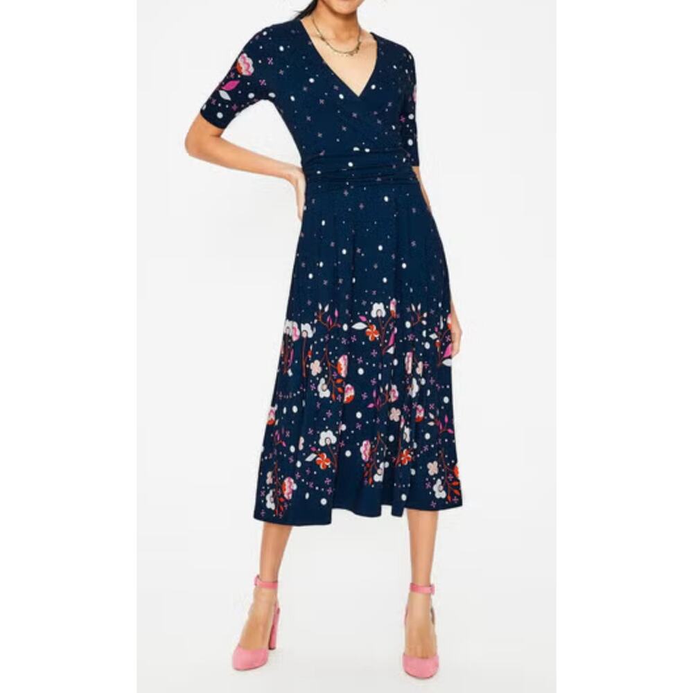 Boden‎ Womens Size 4R Cassidy Faux Wrap Jersey Knit Midi Dress